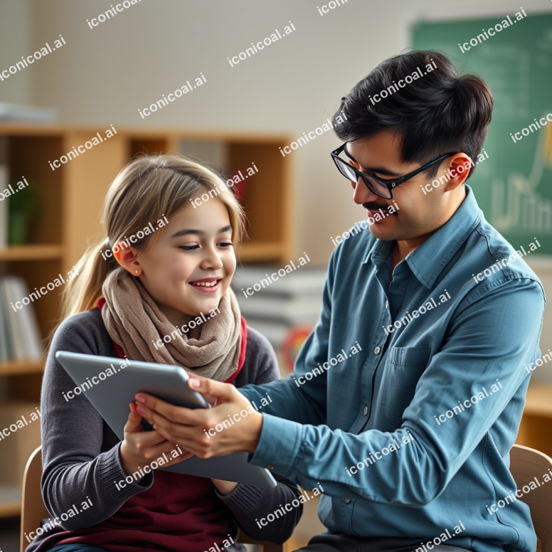 Teacher Helping Student One-on-one Supportive Education M...