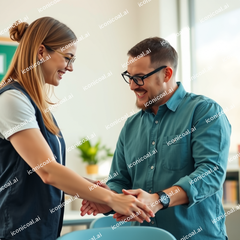 Teacher Helping Student One-on-one Supportive Education M...