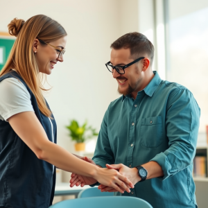 Teacher Helping Student One-on-one Supportive Education M...