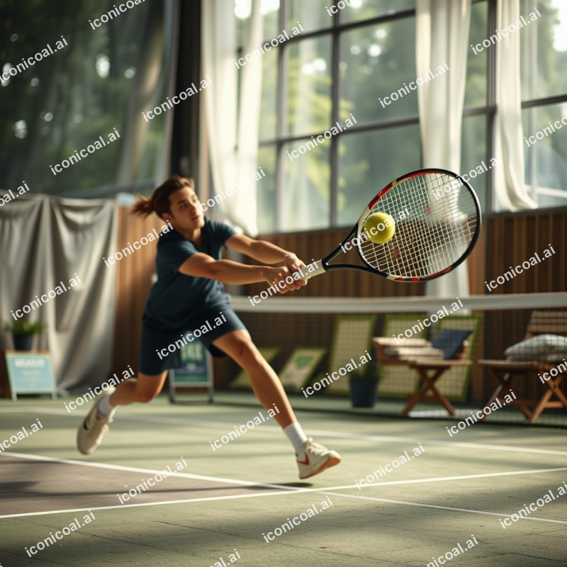 Tennis Serve Powerful Athletic Motion Action Shot