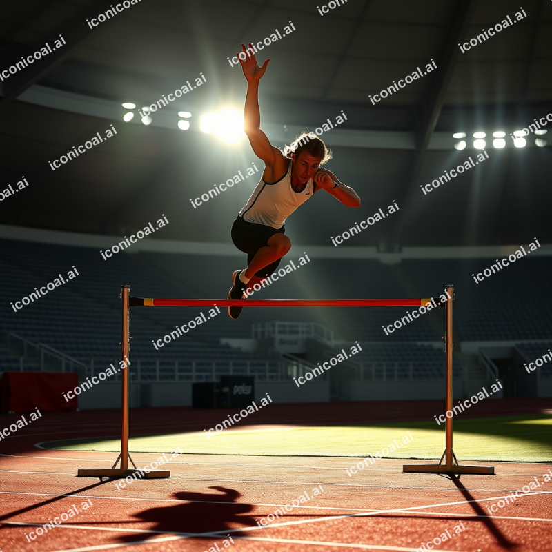 Track And Field Athlete Clearing High Jump Bar