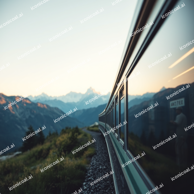 Train Traveling Through Scenic Mountain Landscape Journey