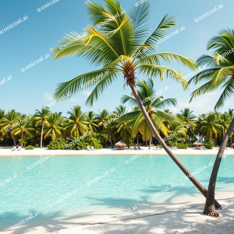 Tropical Beach With Palm Trees Turquoise Water Paradise
