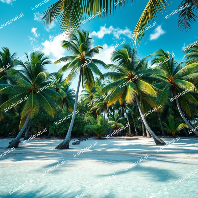 Tropical Beach With Palm Trees Turquoise Water Paradise