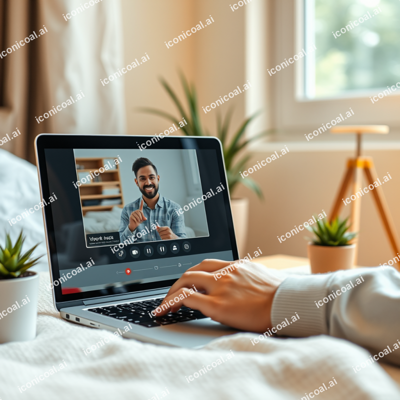 Video Call On Laptop Work From Home Technology