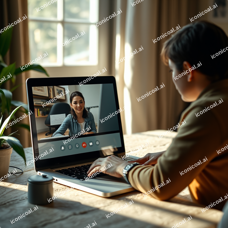 Video Call On Laptop Work From Home Technology