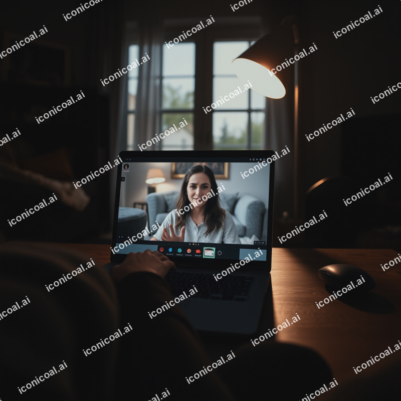 Video Call On Laptop Work From Home Technology