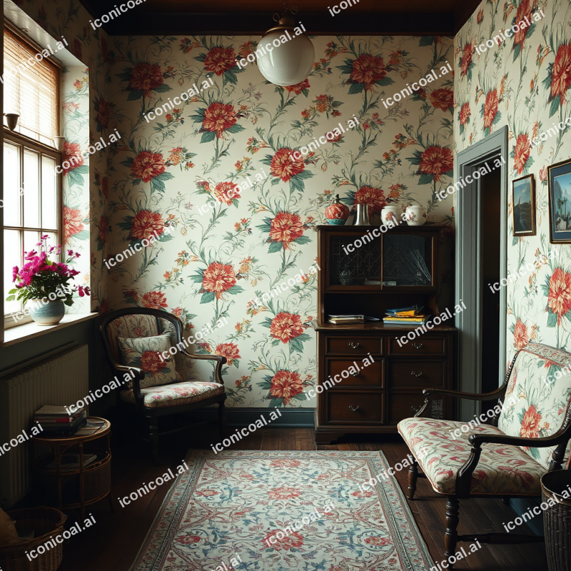 Vintage Floral Wallpaper Pattern Cottagecore Aesthetic