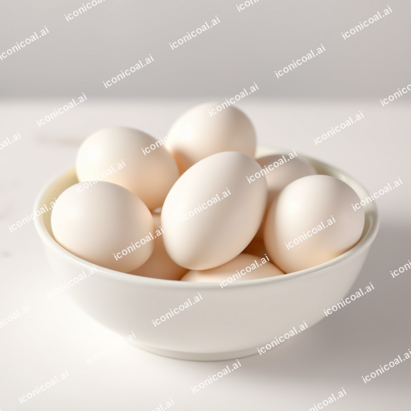 White Eggs In White Bowl On White Surface Pure