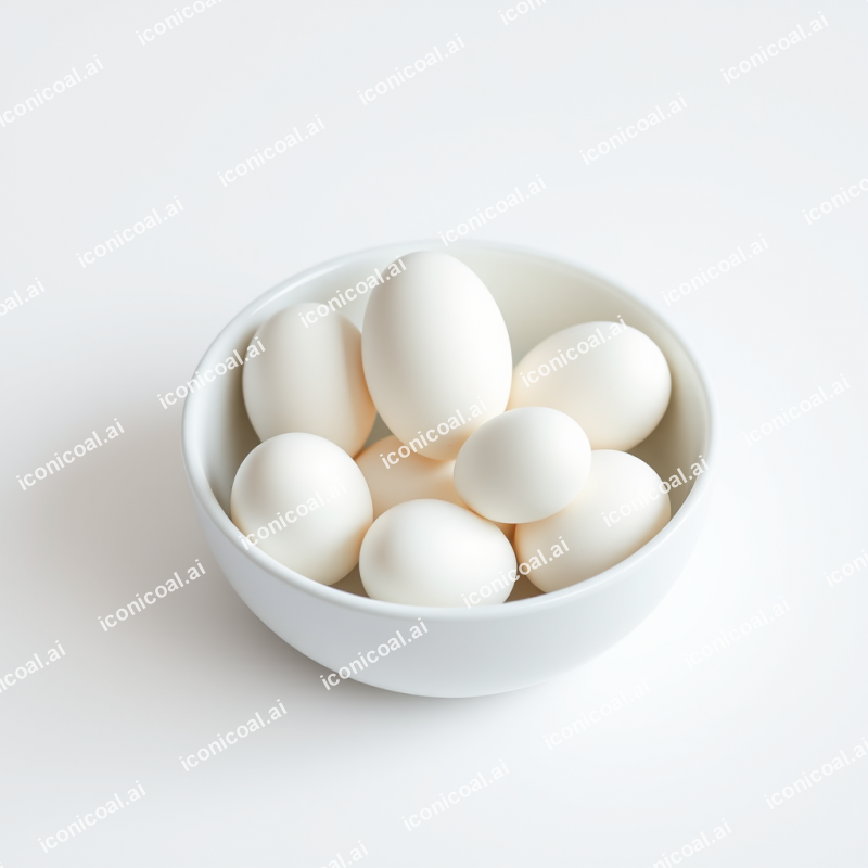 White Eggs In White Bowl On White Surface Pure