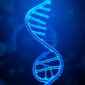 Dna Helix Structure Glowing Blue Biotechnology Visualization