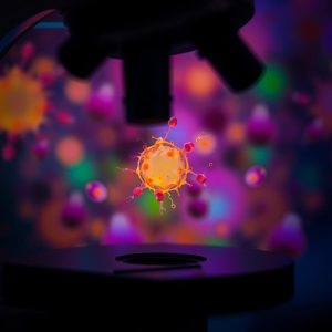 Microscope View Of Cells Colorful Biology Science