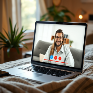 Video Call On Laptop Work From Home Technology