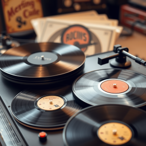 Old Vinyl Records And Turntable Music Nostalgia