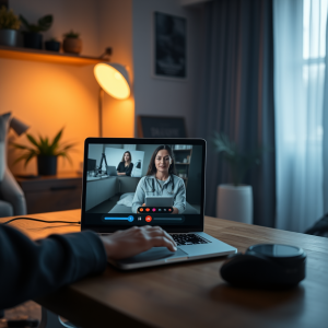 Video Call On Laptop Work From Home Technology