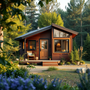 Sustainable Tiny Home Exterior Surrounded By Nature