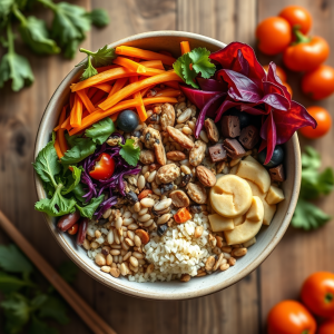 Healthy Buddha Bowl With Colorful Vegetables And Grains O...