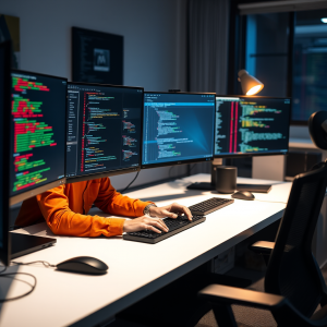 Coding On Multiple Monitors Developer Workspace