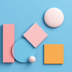 Simple Geometric Shapes On Solid Color Minimal Design