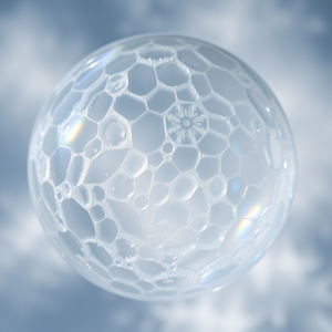 Frozen Soap Bubble Surface Showing Iridescent Crystalline...