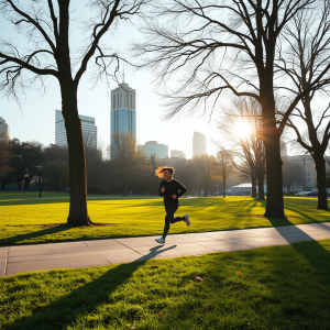Morning Jog Through City Park Healthy Routine