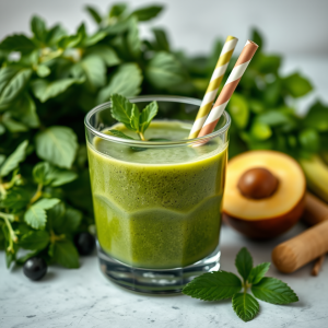 Healthy Green Smoothie With Fresh Ingredients Nutrition