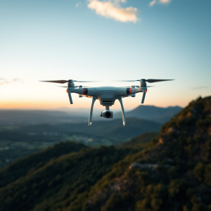 Drone Flying Over Landscape Aerial Photography Tech