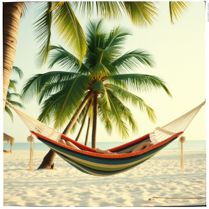 Beach Hammock Between Palm Trees Relaxation Vacation