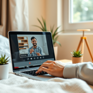 Video Call On Laptop Work From Home Technology