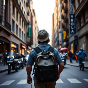 Solo Traveler Exploring City Street Authentic Adventure