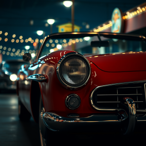 Classic Car At Drive-in Nostalgic Vintage Scene