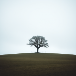 Single Tree On Horizon Minimal Landscape Serene